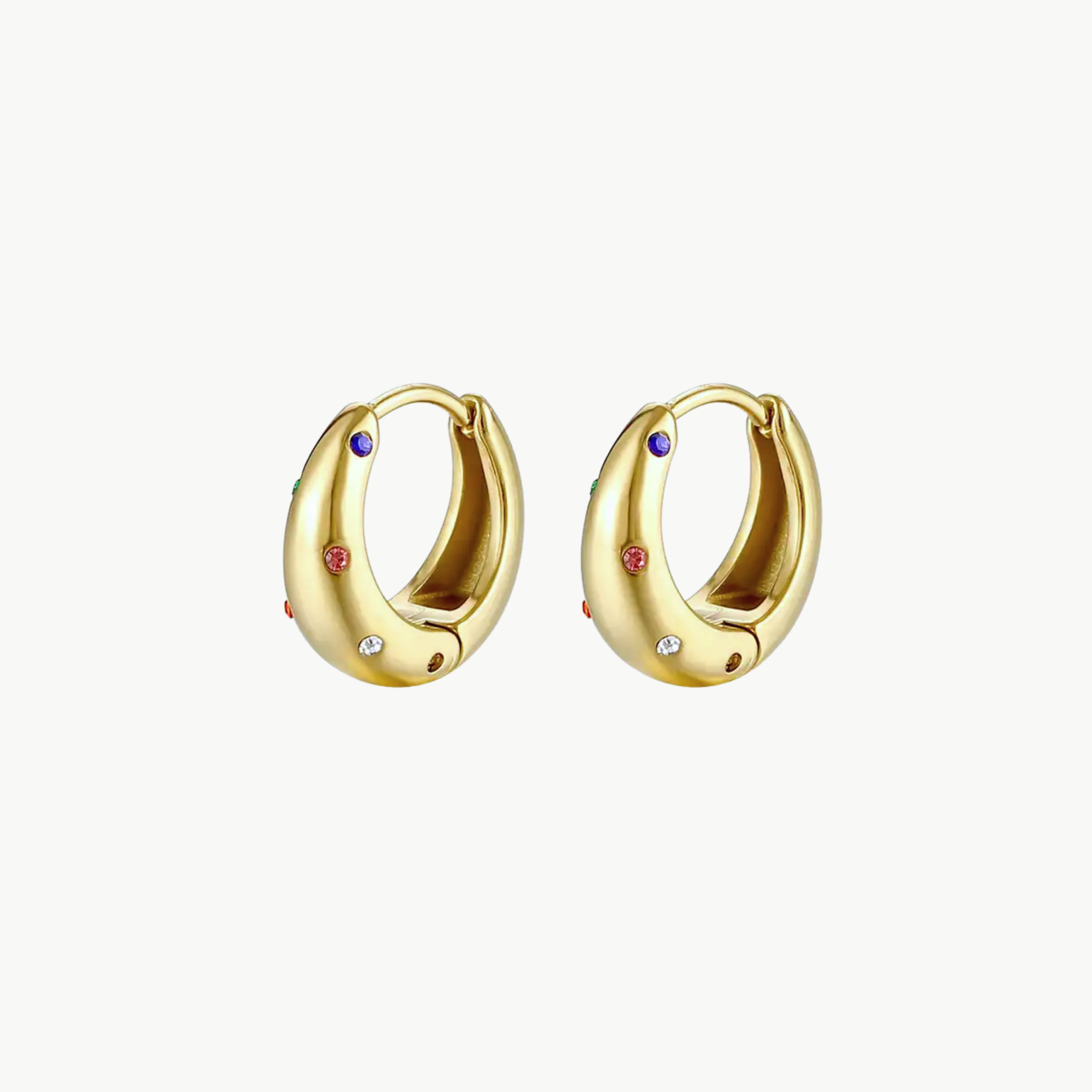 Golden stainless steel rainbow zirconia earrings women jewelry 