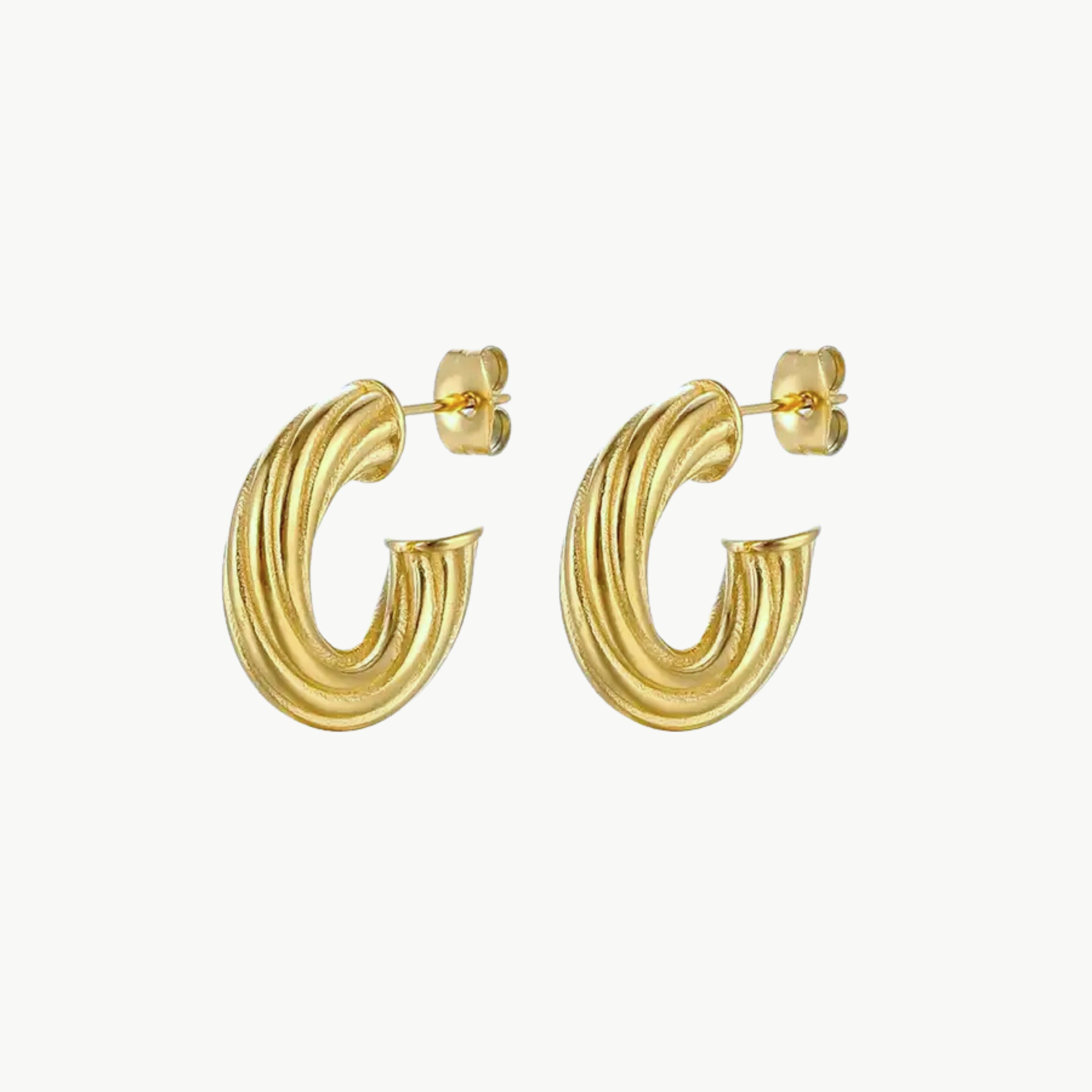 Golden stainless steel statement hoop earrings women jewelry elvie the label